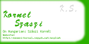 kornel szaszi business card